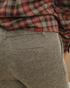 Pantalon fin Cloé chevrons sable-Lauren Vidal