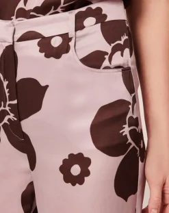 Pantalon imprimé fleuri en satin parme-Tara Jarmon