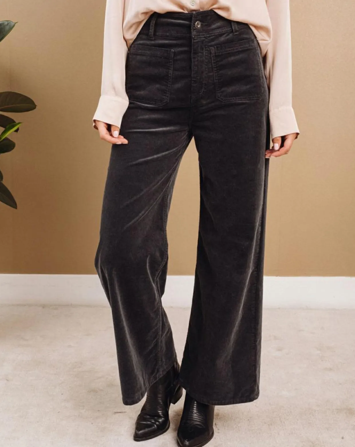 Pantalon jupe-culotte Cloé bitume-Lauren Vidal Outlet