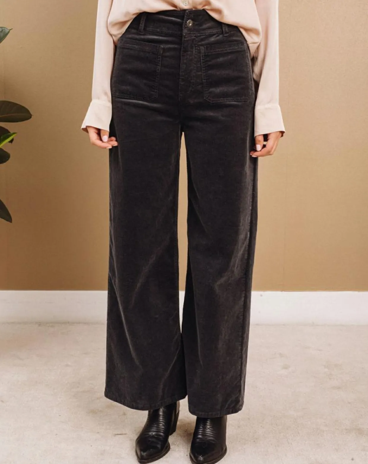 Pantalon jupe-culotte Cloé bitume-Lauren Vidal Outlet