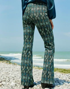 Femme Lauren Vidal Pantalons^Pantalon Kyllie à motifs bleu
