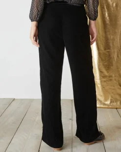 Femme Cyrillus Pantalons^Pantalon large en Panne de Velours noir foncé