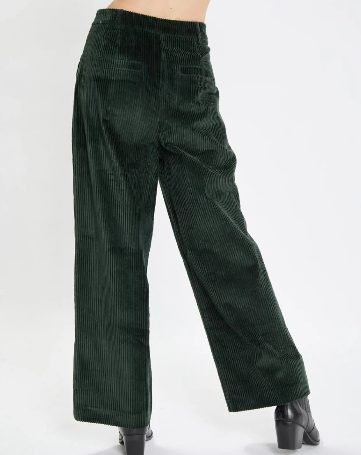 Femme Marc O'Polo Pantalons^Pantalon large en Velours côtelé à revers vert foncé