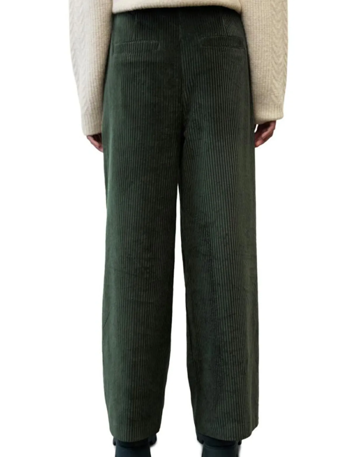 Femme Marc O'Polo Pantalons^Pantalon large en Velours côtelé à revers vert foncé