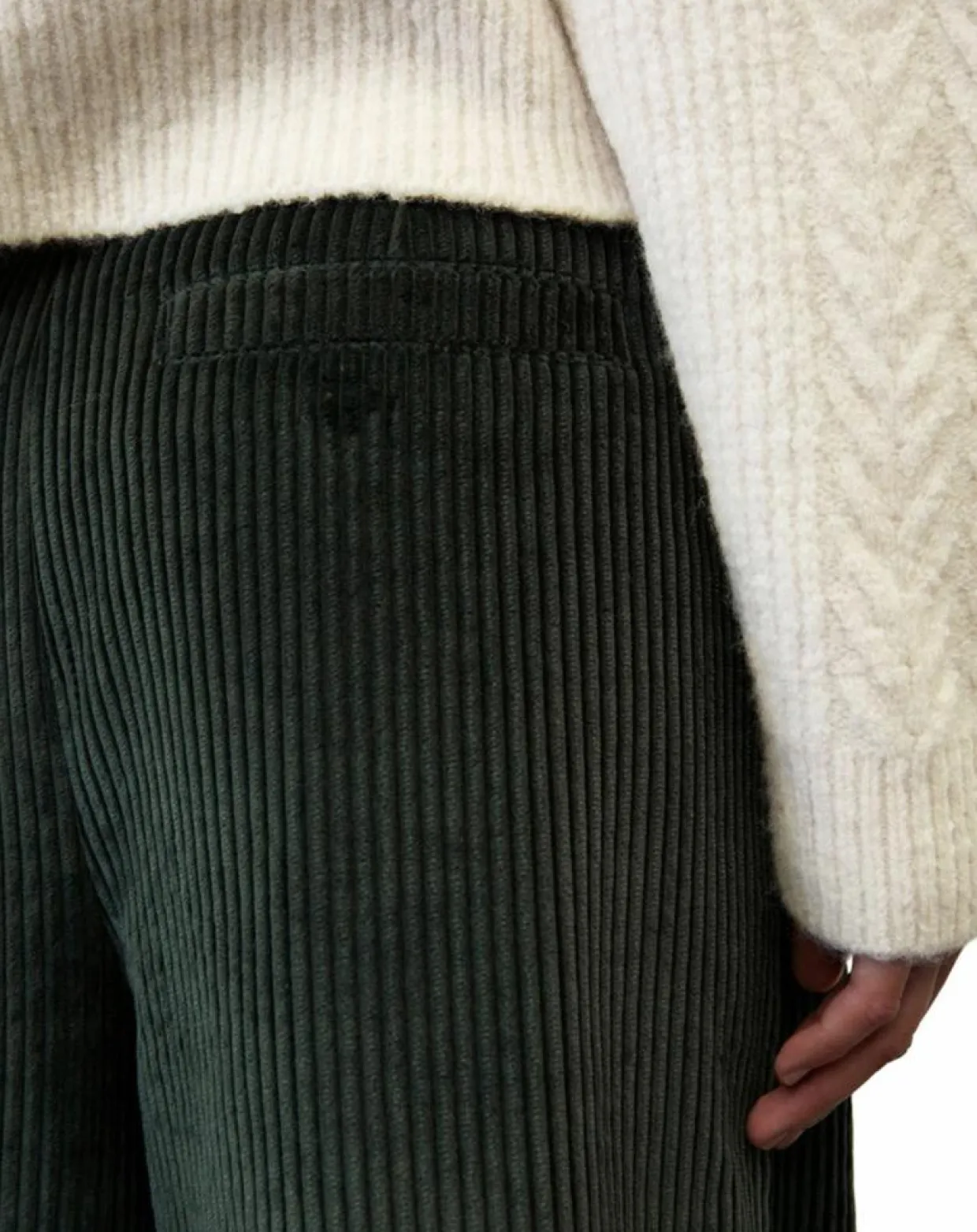 Femme Marc O'Polo Pantalons^Pantalon large en Velours côtelé à revers vert foncé