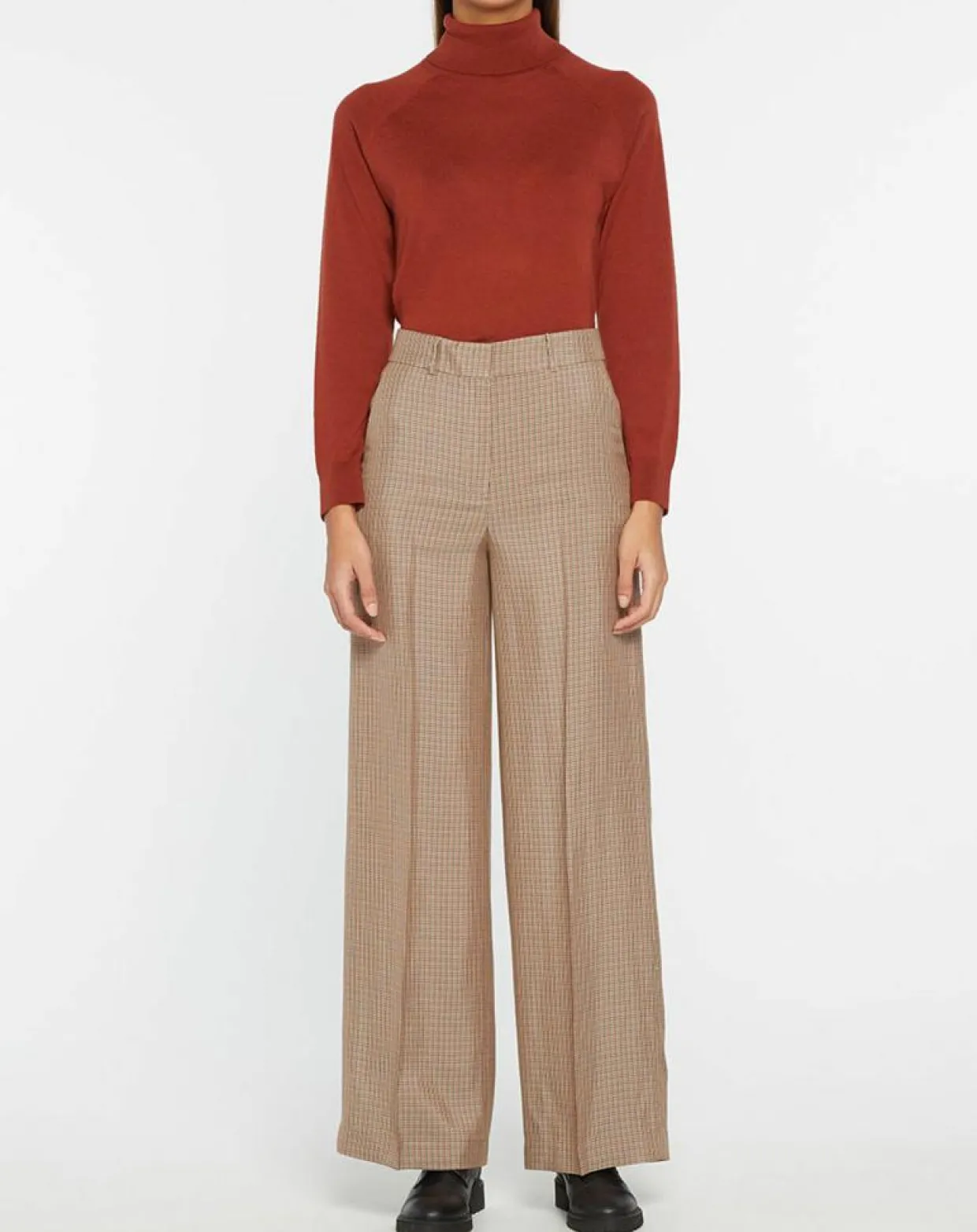 Femme Galeries Lafayette Pantalons^Pantalon large et fluide imprimé pied-de-poule marron
