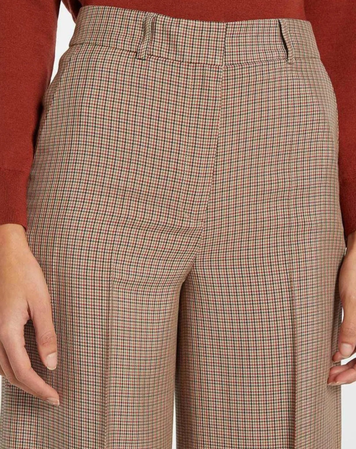 Femme Galeries Lafayette Pantalons^Pantalon large et fluide imprimé pied-de-poule marron