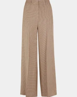 Femme Galeries Lafayette Pantalons^Pantalon large et fluide imprimé pied-de-poule marron