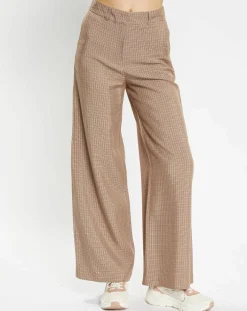 Femme Galeries Lafayette Pantalons^Pantalon large et fluide imprimé pied-de-poule marron