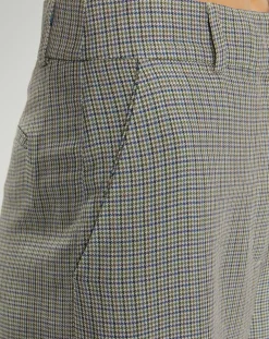 Pantalon large et fluide imprimé pied-de-poule bleu-Galeries Lafayette