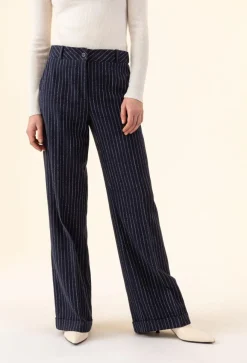 Femme Bleu Blanc Rouge Pantalons^Pantalon Lino bleu