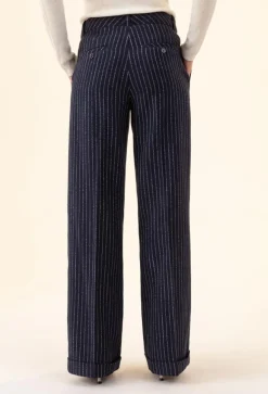 Femme Bleu Blanc Rouge Pantalons^Pantalon Lino bleu