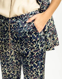 Femme Lauren Vidal Pantalons^Pantalon Lou imprimé bleu/crème
