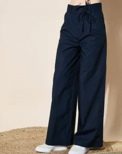 Femme Galeries Lafayette Pantalons^Pantalon paperbag en Coton Gregoria bleu marine