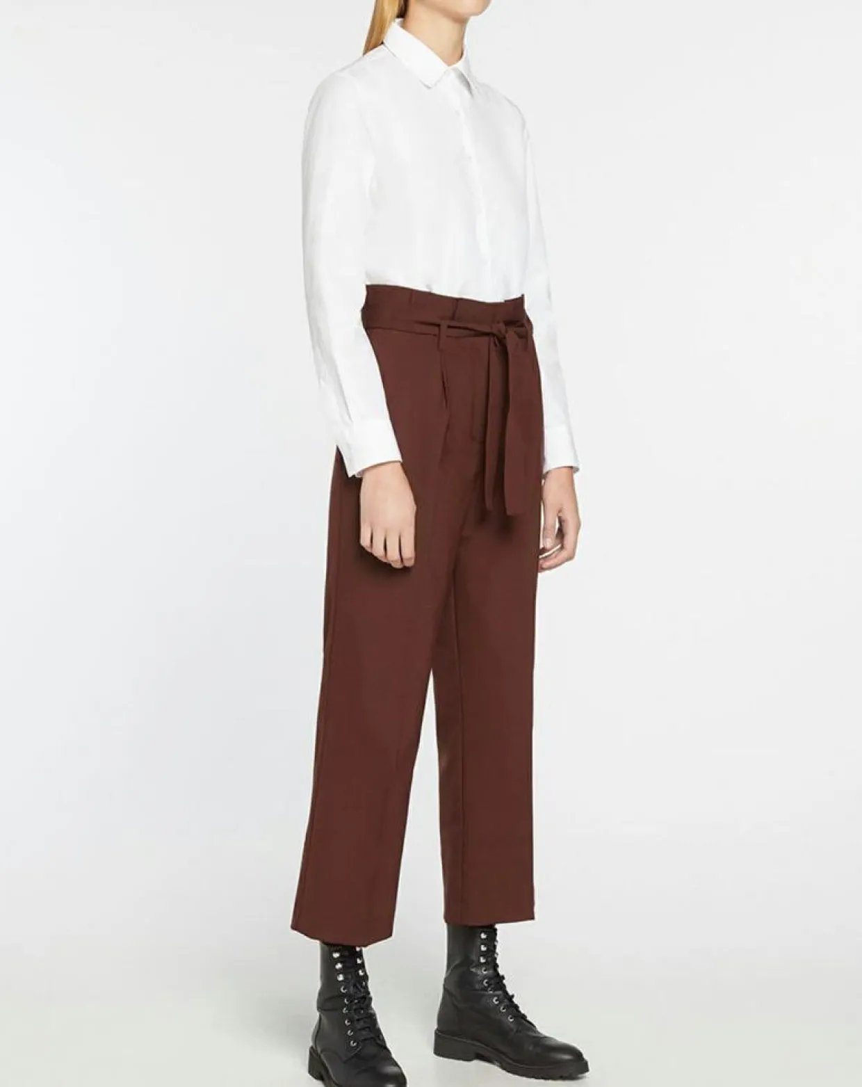 Femme Galeries Lafayette Pantalons^Pantalon paperbag en Laine mélangée marron