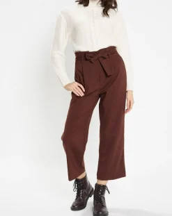 Femme Galeries Lafayette Pantalons^Pantalon paperbag en Laine mélangée marron