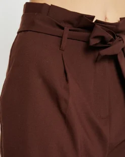 Femme Galeries Lafayette Pantalons^Pantalon paperbag en Laine mélangée marron