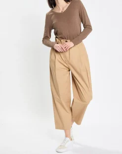 Pantalon paperbag pinces beige-Marc O'Polo New