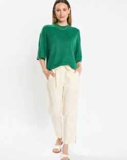 Pantalon popeline taille élastique beige-Marc O'Polo Discount