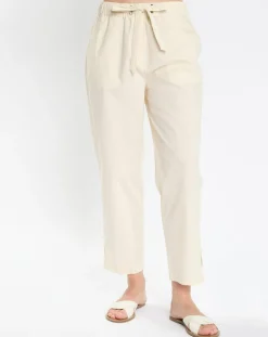 Pantalon popeline taille élastique beige-Marc O'Polo Discount