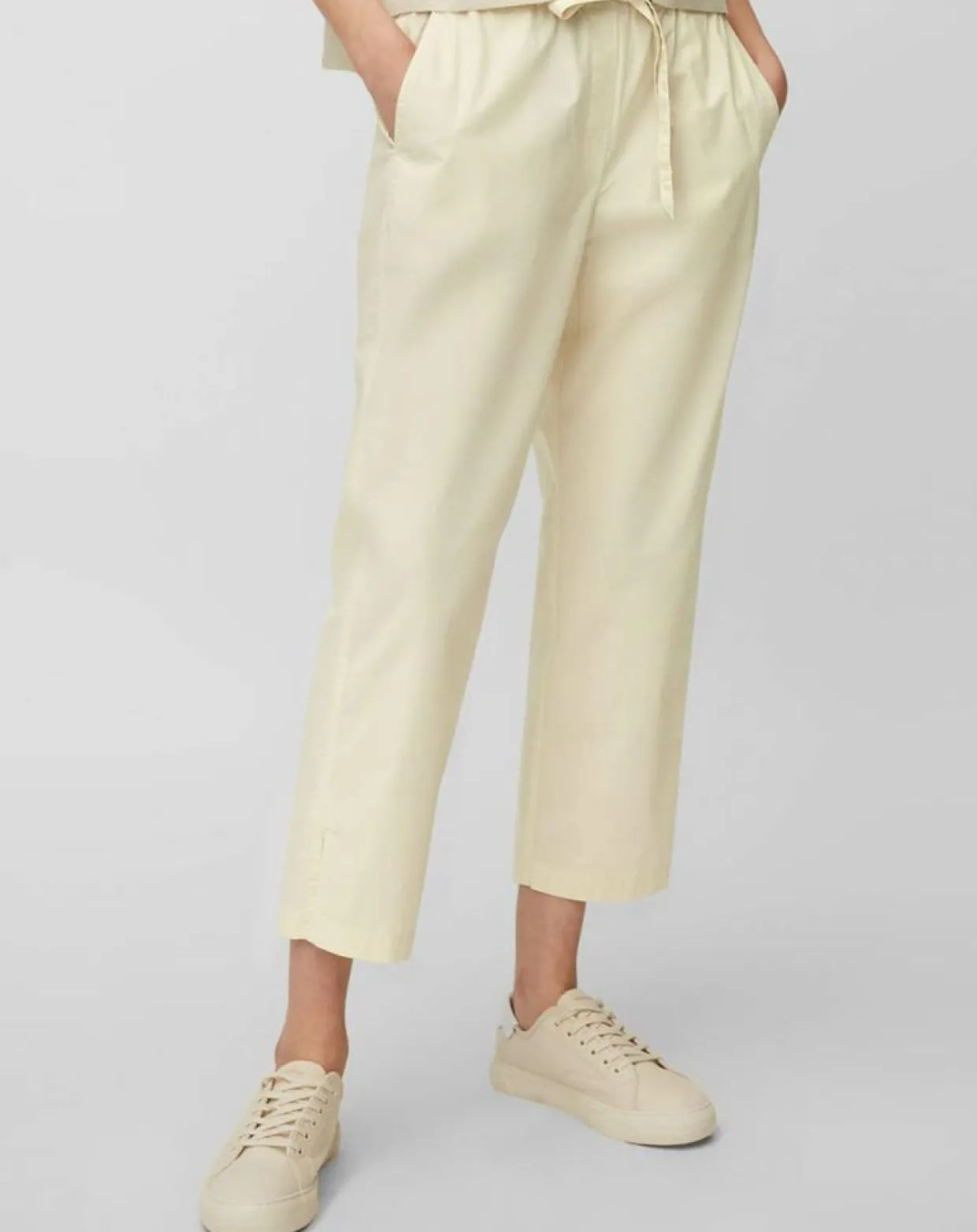 Pantalon popeline taille élastique beige-Marc O'Polo Discount