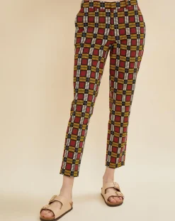 Femme Chloé Stora Pantalons^Pantalon Priscille imprimé bordeaux/jaune/noir