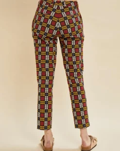 Femme Chloé Stora Pantalons^Pantalon Priscille imprimé bordeaux/jaune/noir