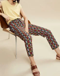 Femme Chloé Stora Pantalons^Pantalon Priscille imprimé bordeaux/jaune/noir