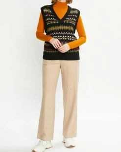 Femme Scotch & Soda Pantalons^Pantalon Regular Fit en Laine mélangée Edie Text beige
