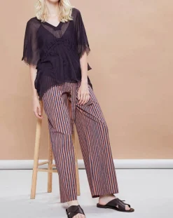 Femme Mare di Latte Pantalons^Pantalon Santa Fe rayé rose/bleu