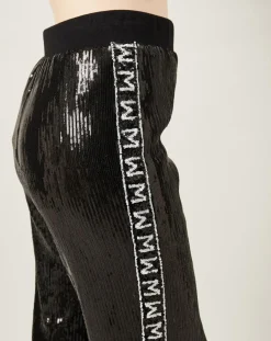 Pantalon Shiny Run en sequins noir-Manoush