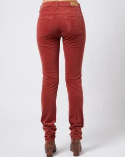 Femme Esprit Pantalons^Pantalon Slim en velours côtelé à taille mi-haute rouge moyen