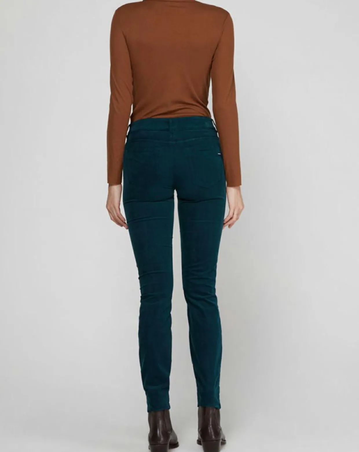 Pantalon slim en Velours fin Alby vert foncé-Marc O'Polo Discount