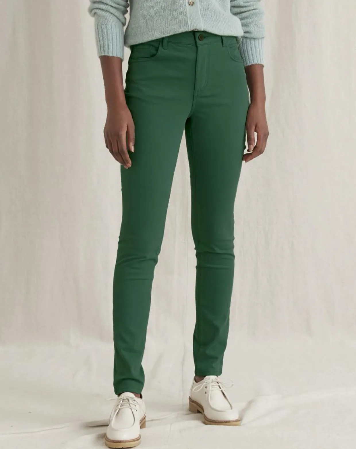 Pantalon slim 7/8ème Sacha vert-Cyrillus Clearance