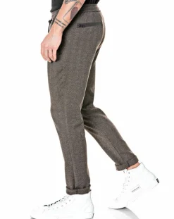Pantalon Slim Smart Business imprimé chevrons marron-Replay