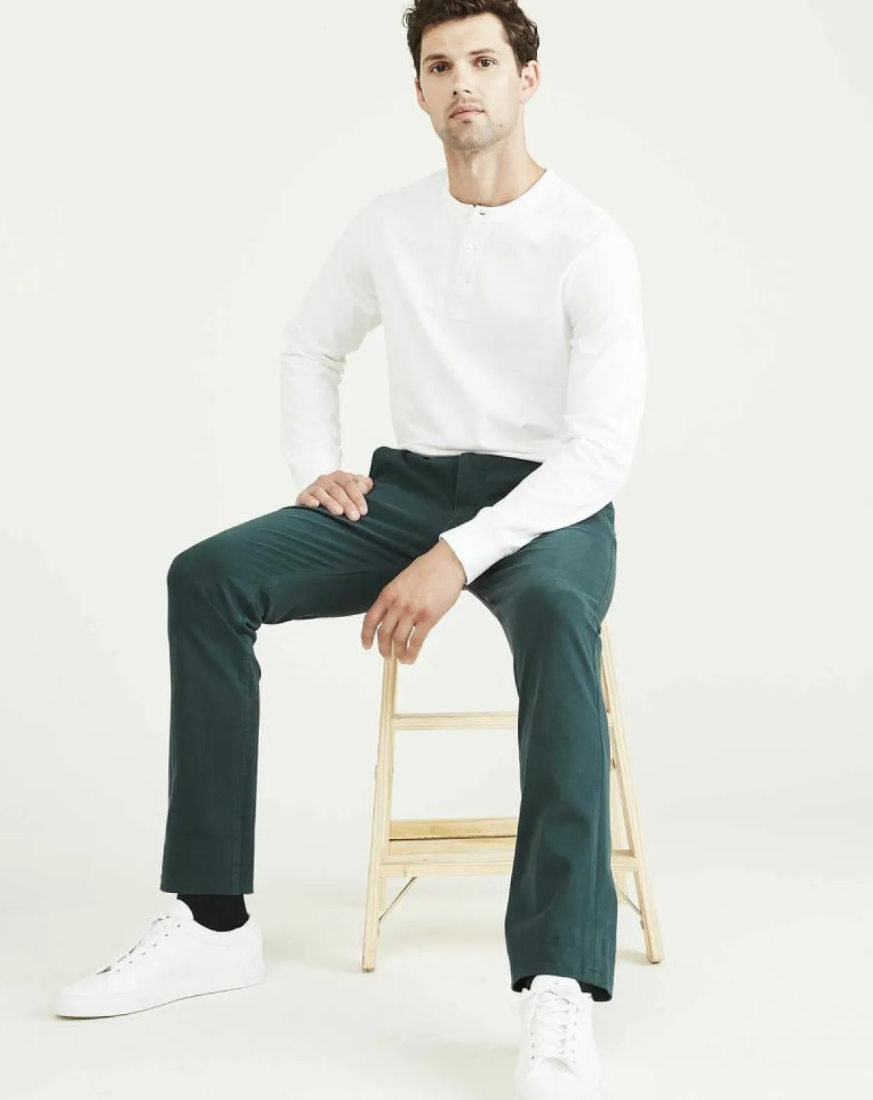 Pantalon Smart 360 Flex Alpha Skinn vert foncé-Dockers Best