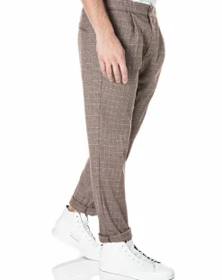 Pantalon Tailorded imprimé pied-de-poule marron-Replay Clearance