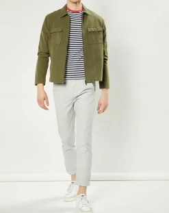 Pantalon Vitalien micro rayures blanc/bleu-Harris Wilson Clearance