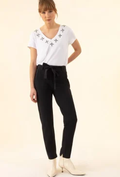 Femme Bleu Blanc Rouge Pantalons^Pantalon+Ceinture Gwen bleu