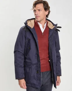 Homme Hackett London Manteaux^Parka à capuche Canvas bleu marine