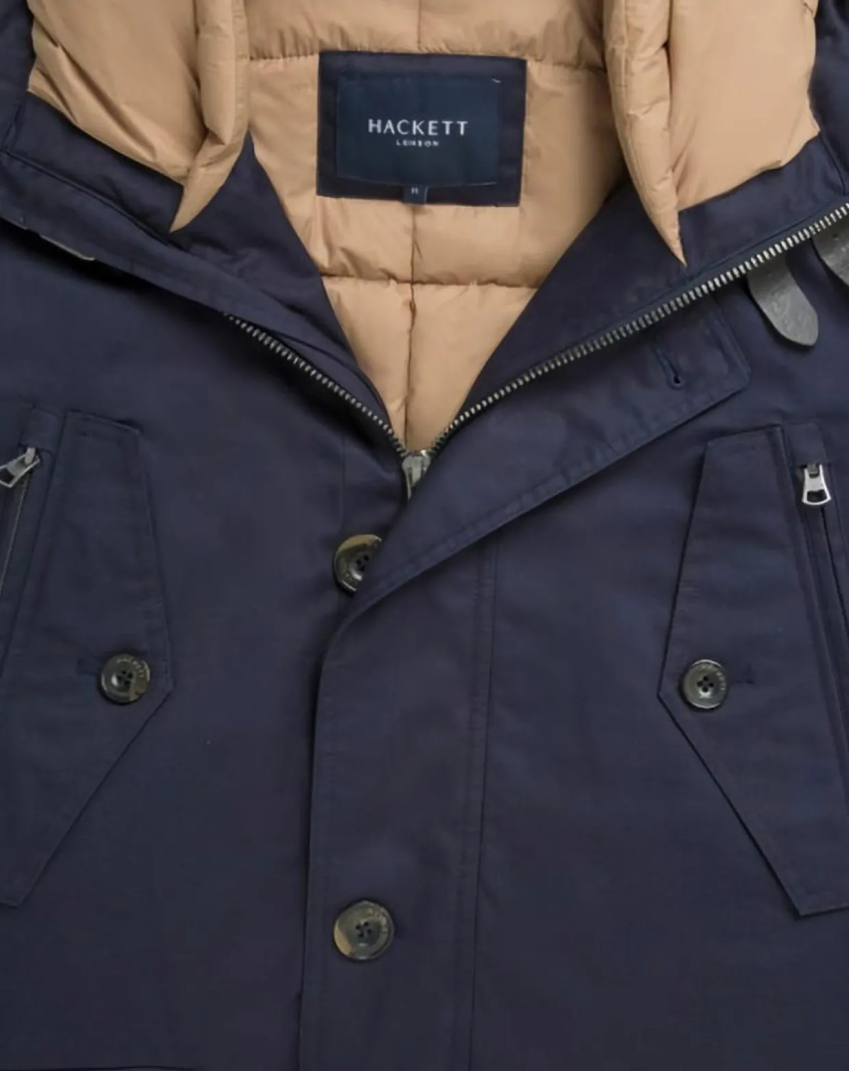 Homme Hackett London Manteaux^Parka à capuche Canvas bleu marine