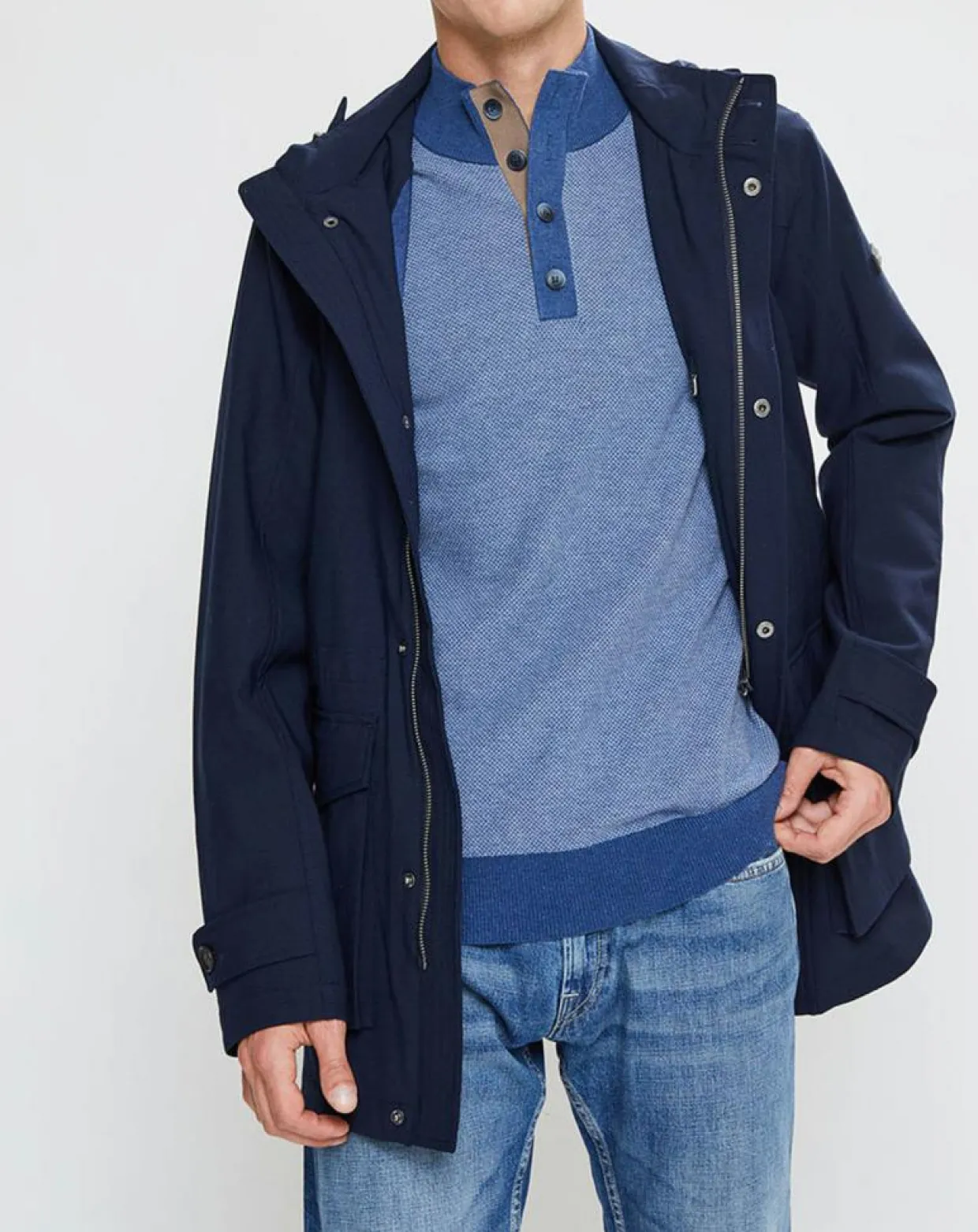 Homme Hackett London Manteaux^Parka à capuche Nylon Travel bleu marine