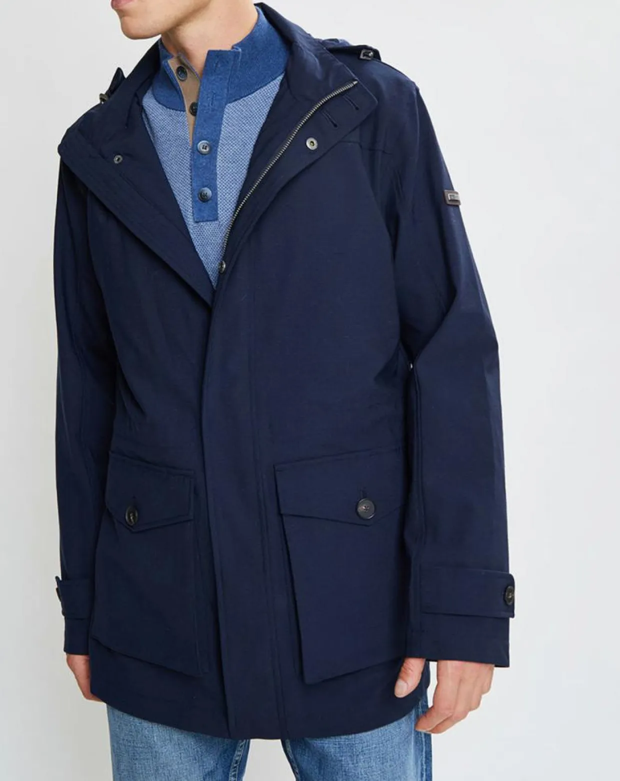 Homme Hackett London Manteaux^Parka à capuche Nylon Travel bleu marine