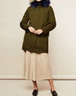 Femme Lou Andrea Manteaux^Parka avec intérieur en Fourrure de Lapin Olivia kaki/bleu