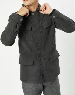 Homme Hackett London Manteaux^Parka de ville en Laine mélangée Velo grise