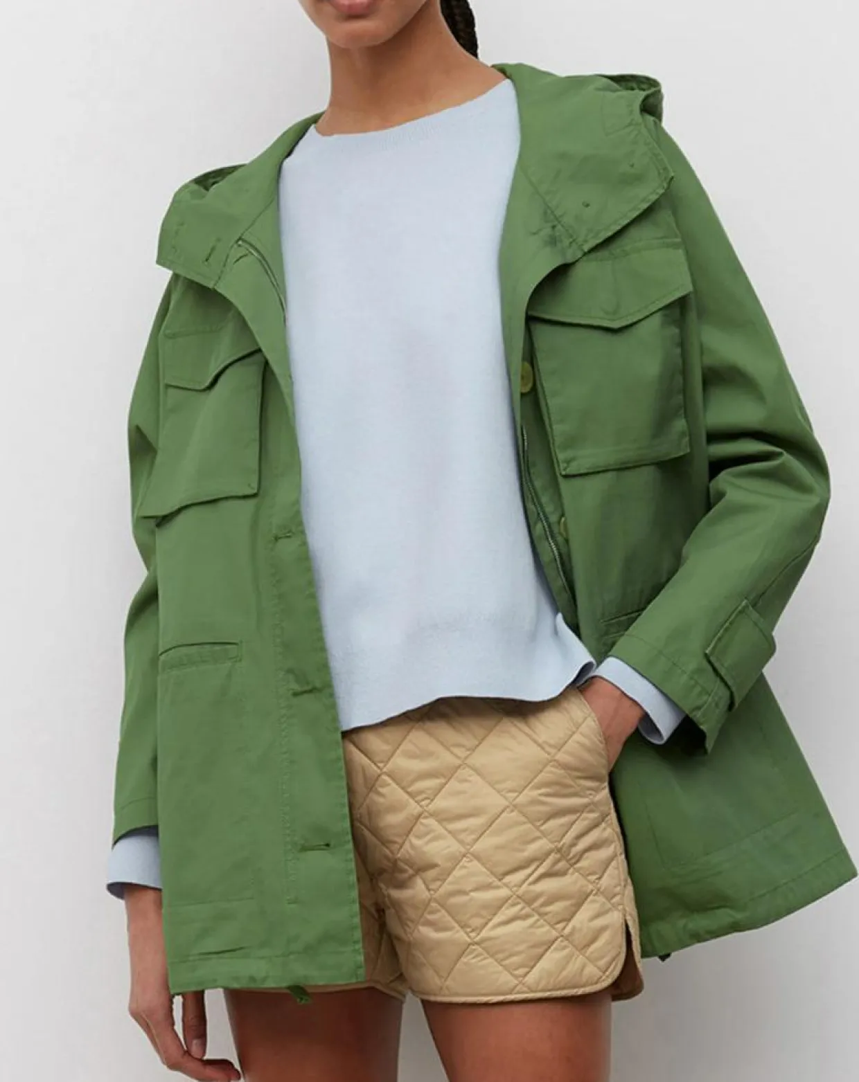 Parka Gr Poches Coton Bio Zip kaki-Marc O'Polo
