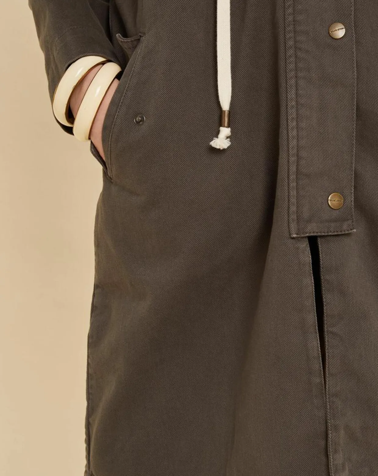 Femme Chloé Stora Manteaux^Parka légère en Toile de coton Vavin gris charbon