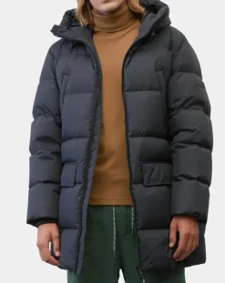 Parka Puffa mi-longue à capuche bleu marine-Marc O'Polo Best