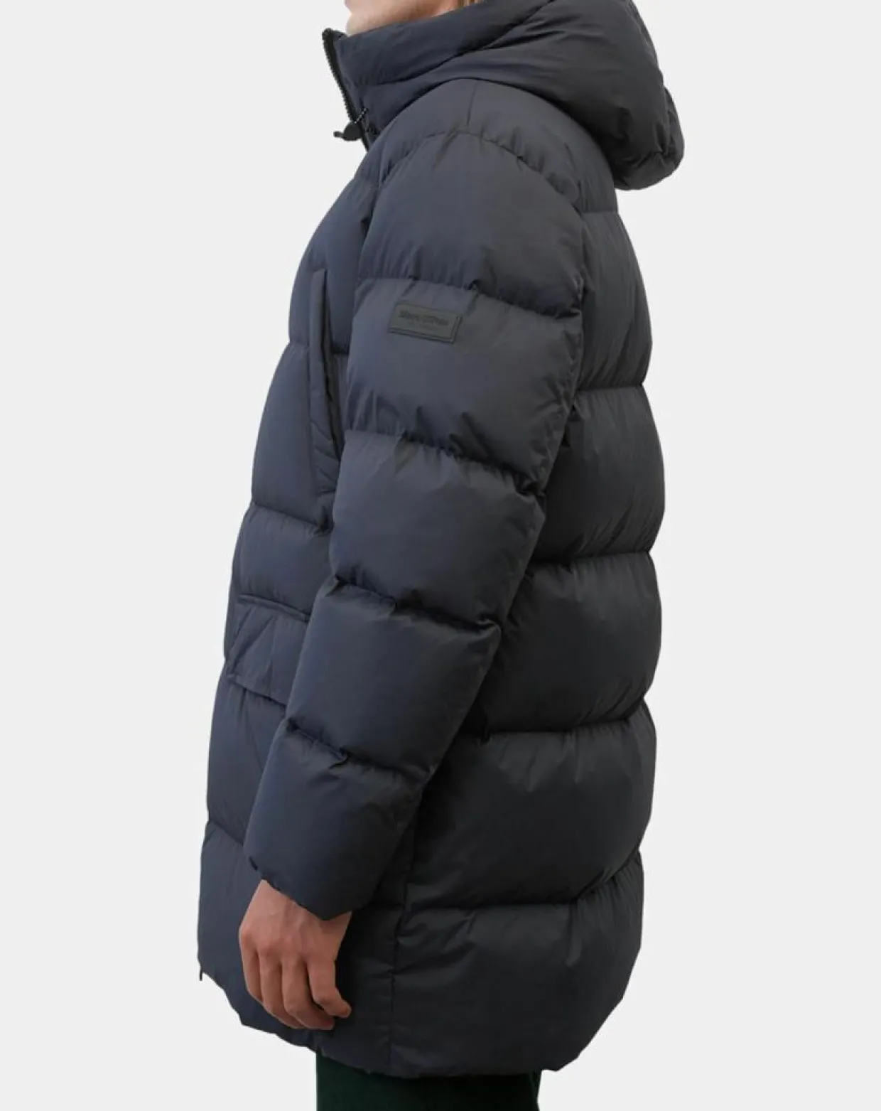 Parka Puffa mi-longue à capuche bleu marine-Marc O'Polo Best