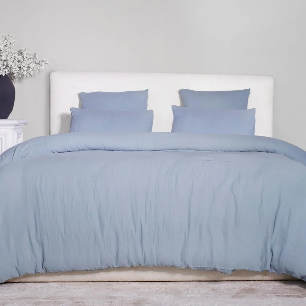 Parure de Couette 3 pcs 100% Gaze de Coton Lavé bleu givrée-Home Collection Hot